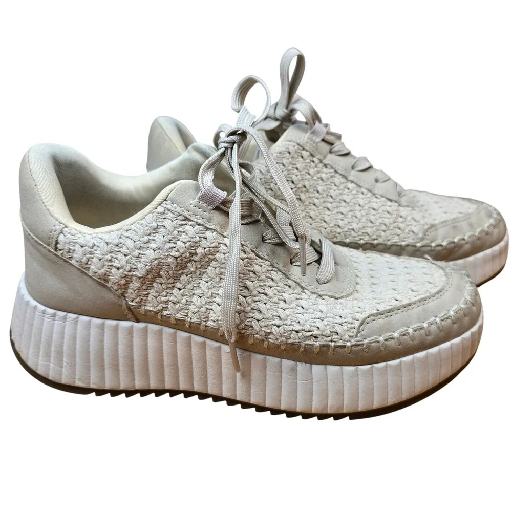 DV By Dolce Vita Fredi Women's 8 Sandstone Knit Cushioned Platform Sneakers